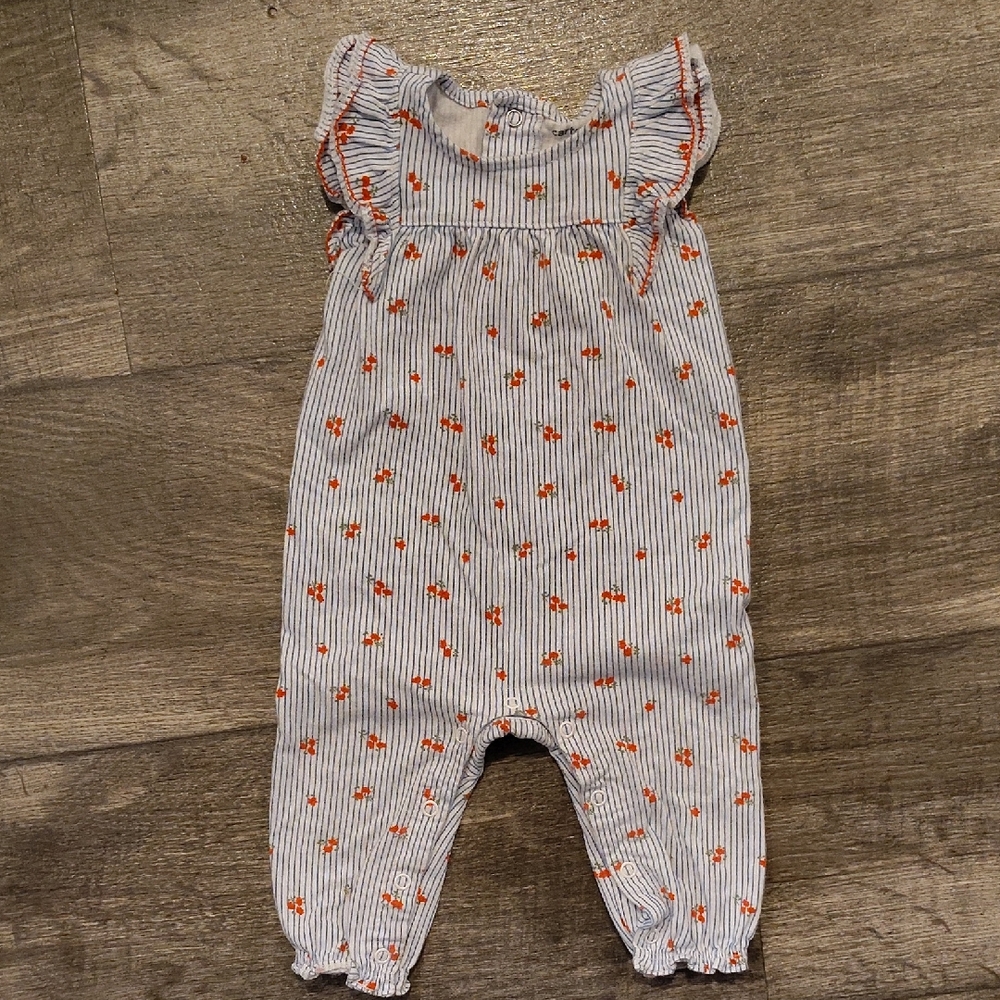 Carter's Striped Jumpsuit with Orange Floral Accents